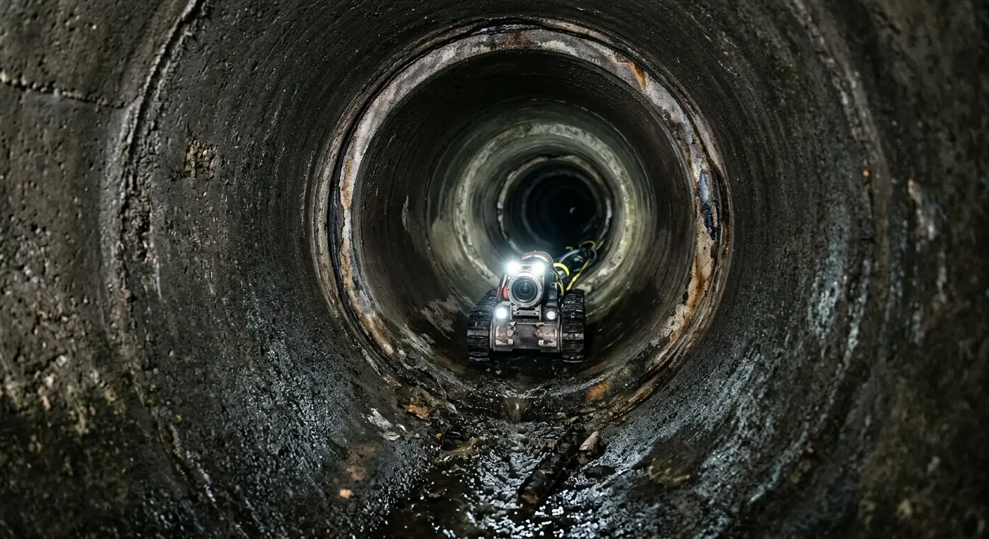 Robotic sewer camera inspecting pipe interior for Drain Snake Service in Alum Rock